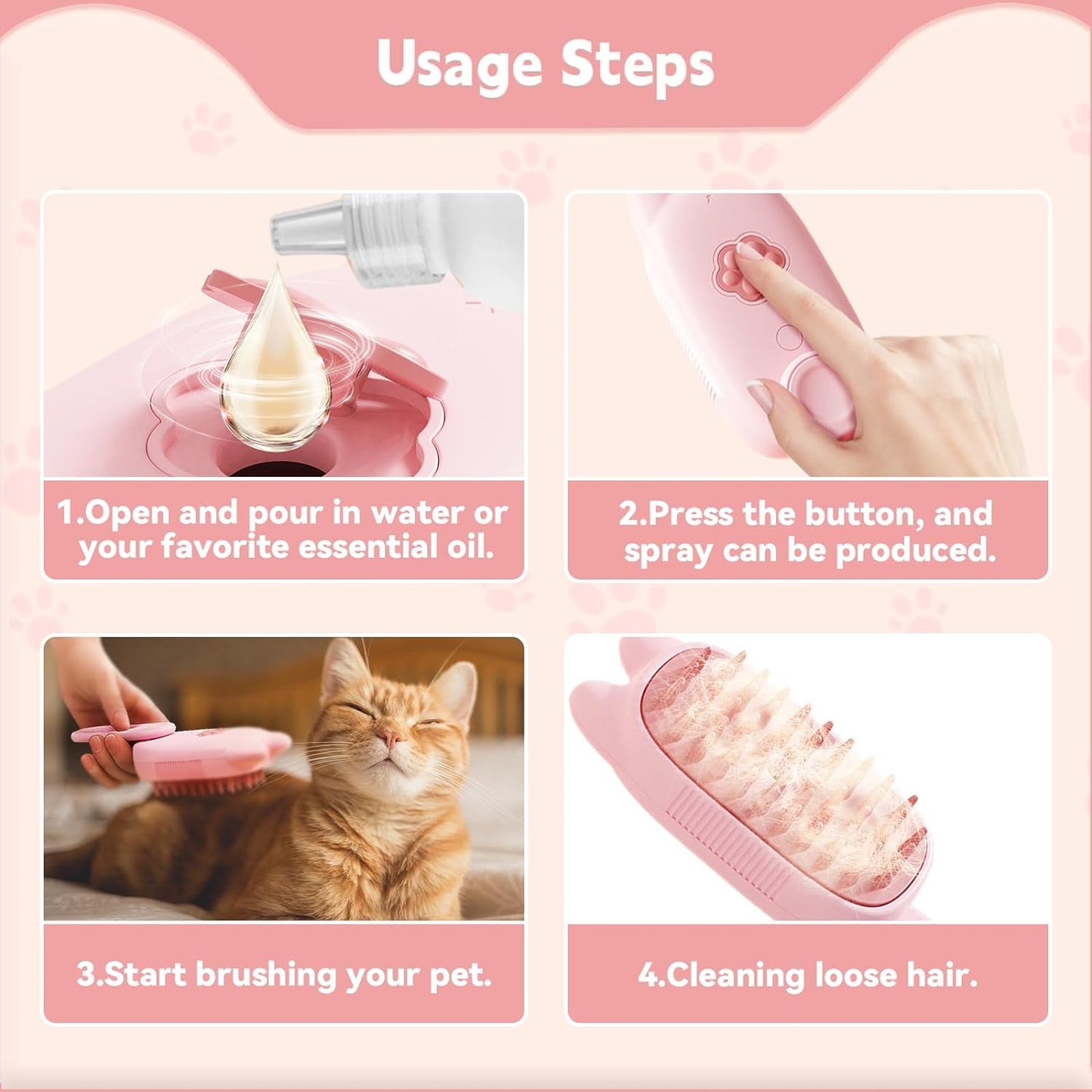 Innovative 3 In 1 Pet Steam Brush