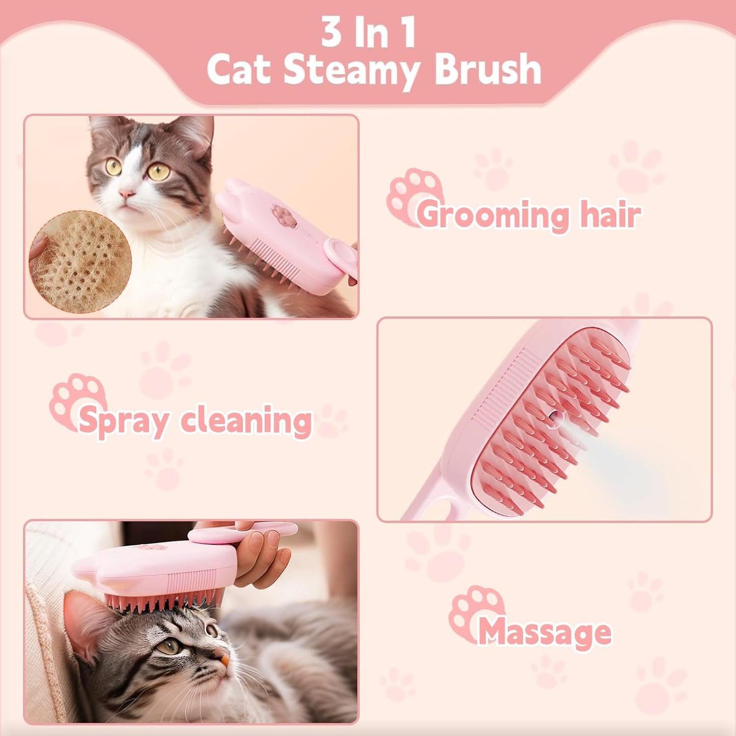 Innovative 3 In 1 Pet Steam Brush